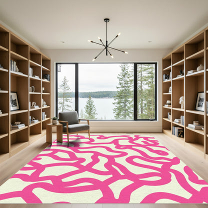 Hot Pink Organic Vine Abstract Rug