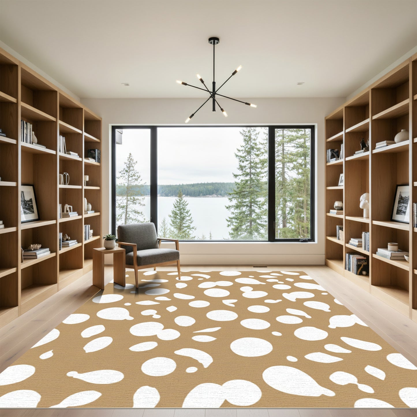 Modern White Dot Scattered Composition Rug
