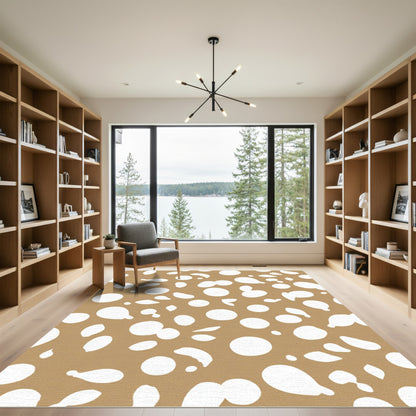 Modern White Dot Scattered Composition Rug