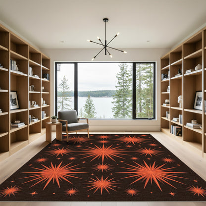Retro Orange Starburst Cluster Rug