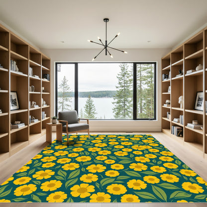 Golden Dahlia Botanical Repeats Rug