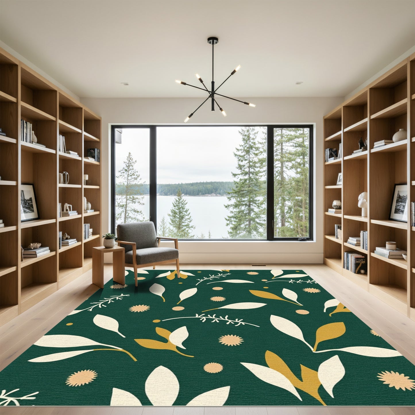 Verdant Green Cream Golden Flora Rug