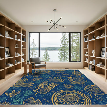 Golden Sun Leaf Scatter Rug
