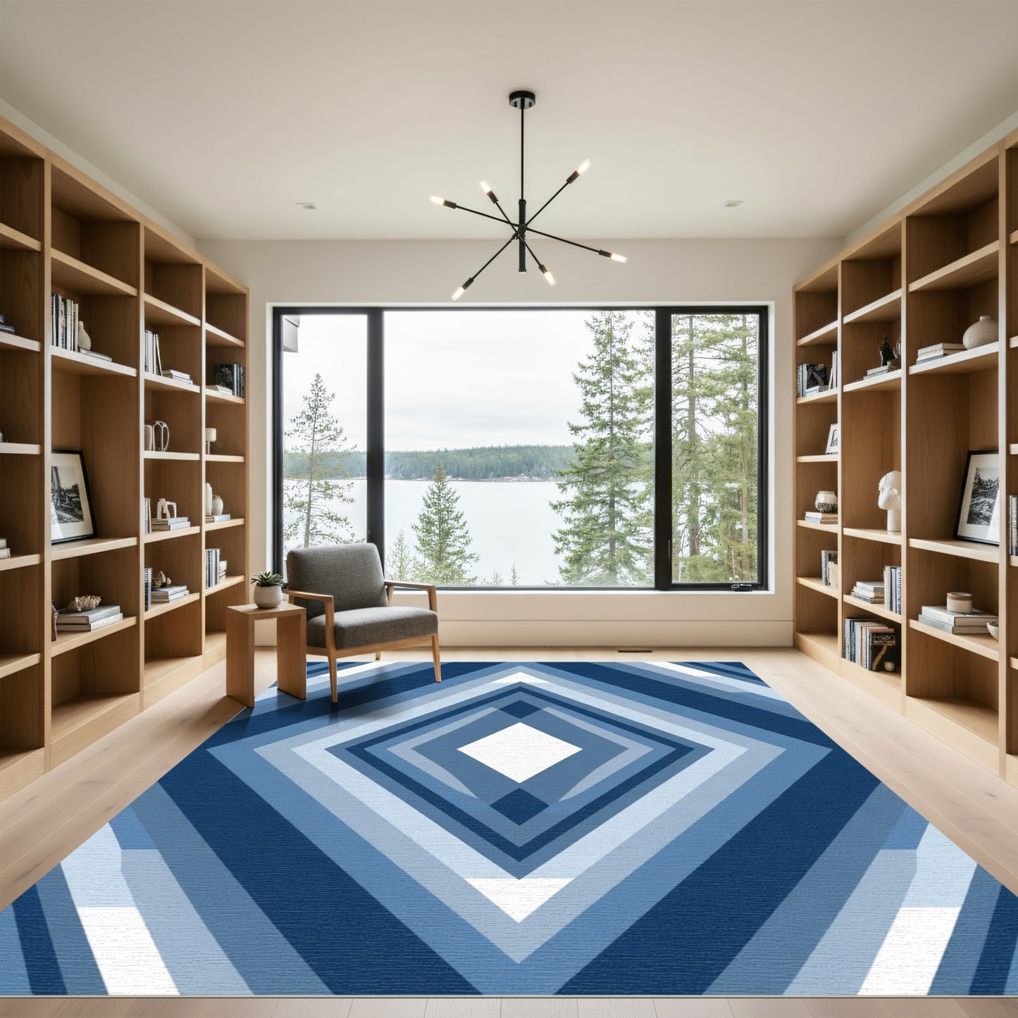Deep Blue Diamond Layers Rug