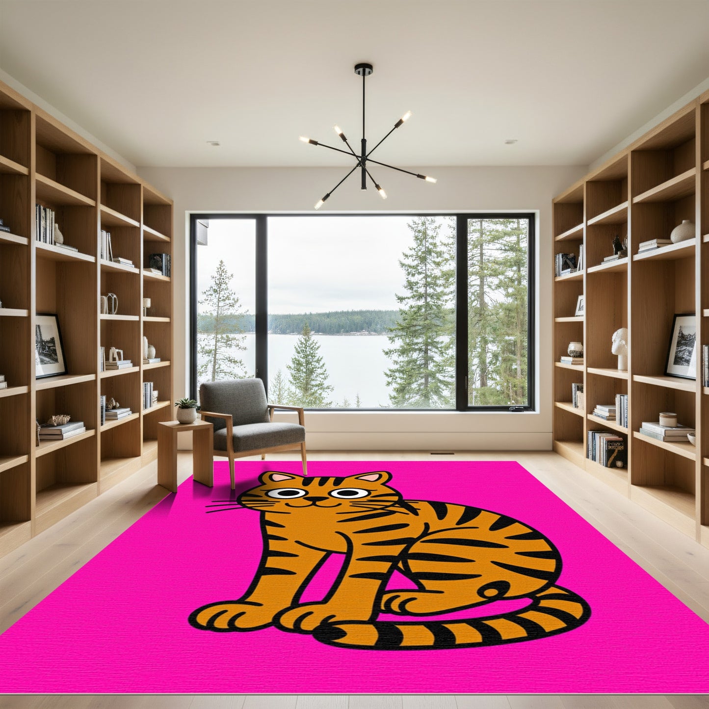 Whimsical Orange Tabby Cat Portrait Rug