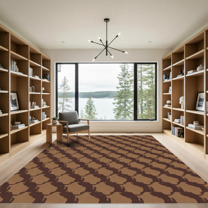 Classic Brown Interlocking Swirl Rug