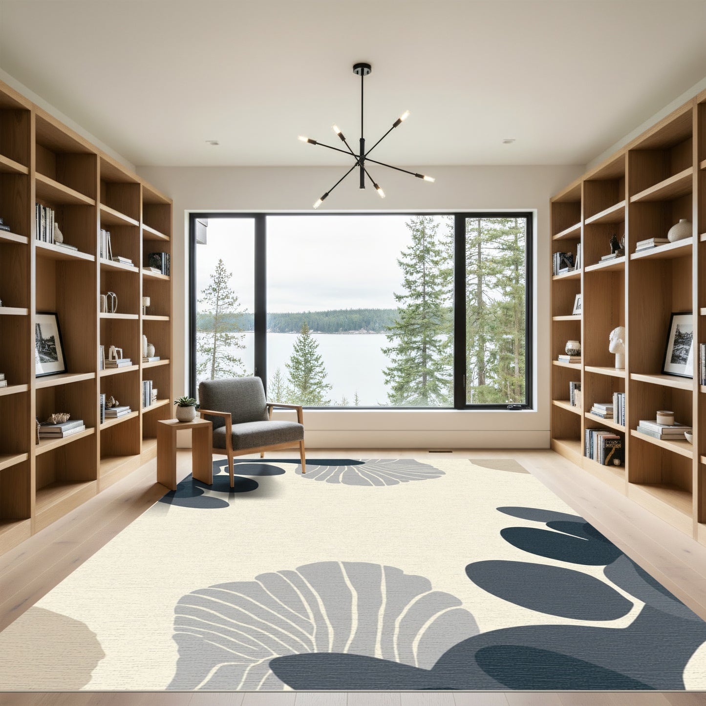 Muted Navy Teal Organic Petal Rug
