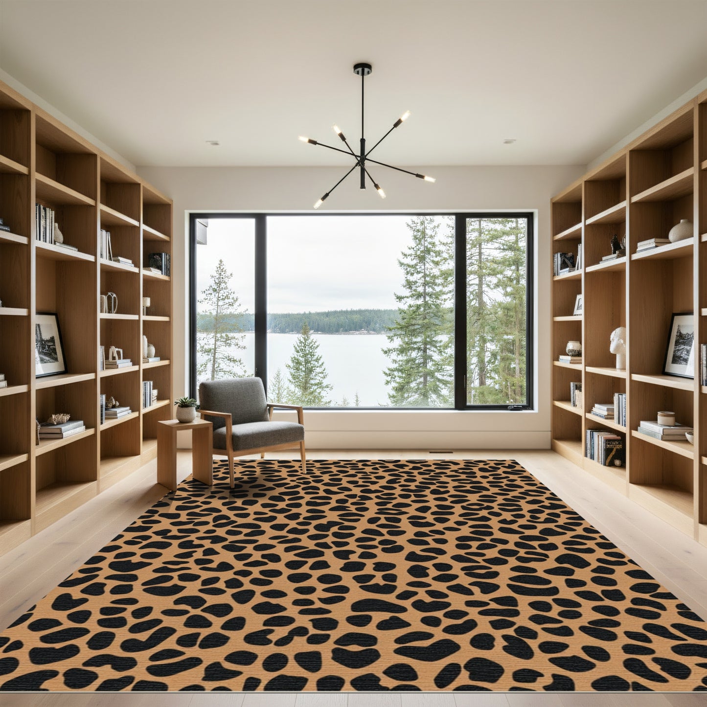 Brown Black Leopard Spots Rug
