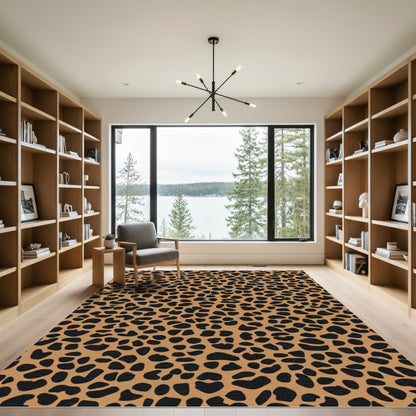 Brown Black Leopard Spots Rug