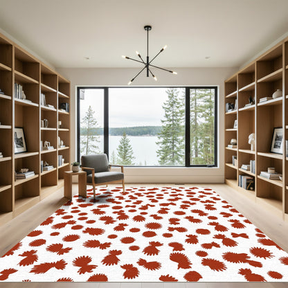 Terracotta Burst Scattered Organic Shapes Rug