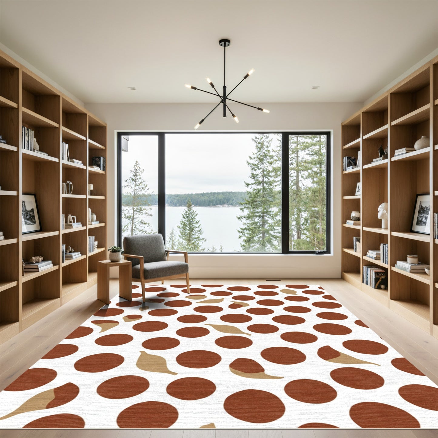 Brown Dot Leaf Accent Rug