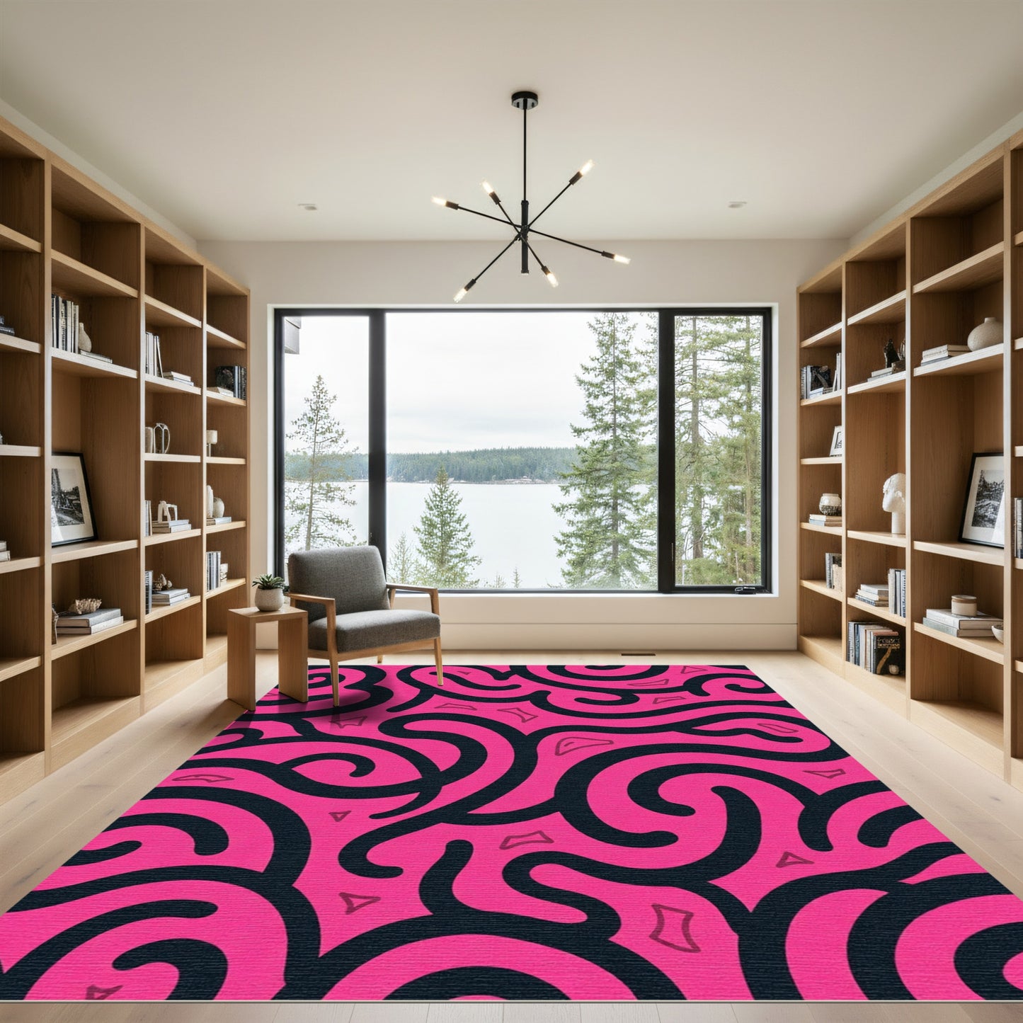 Bright Pink Swirl Ribbon Rug