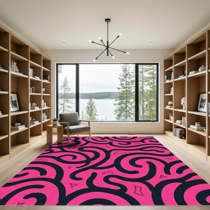 Bright Pink Swirl Ribbon Rug