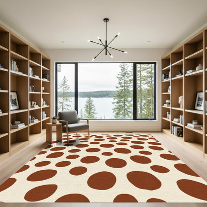 Brown Polka Dot Cream Rug