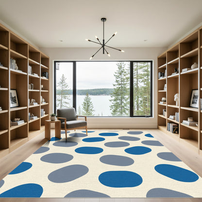 Abstract Blue Gray Pebble Scatter Rug