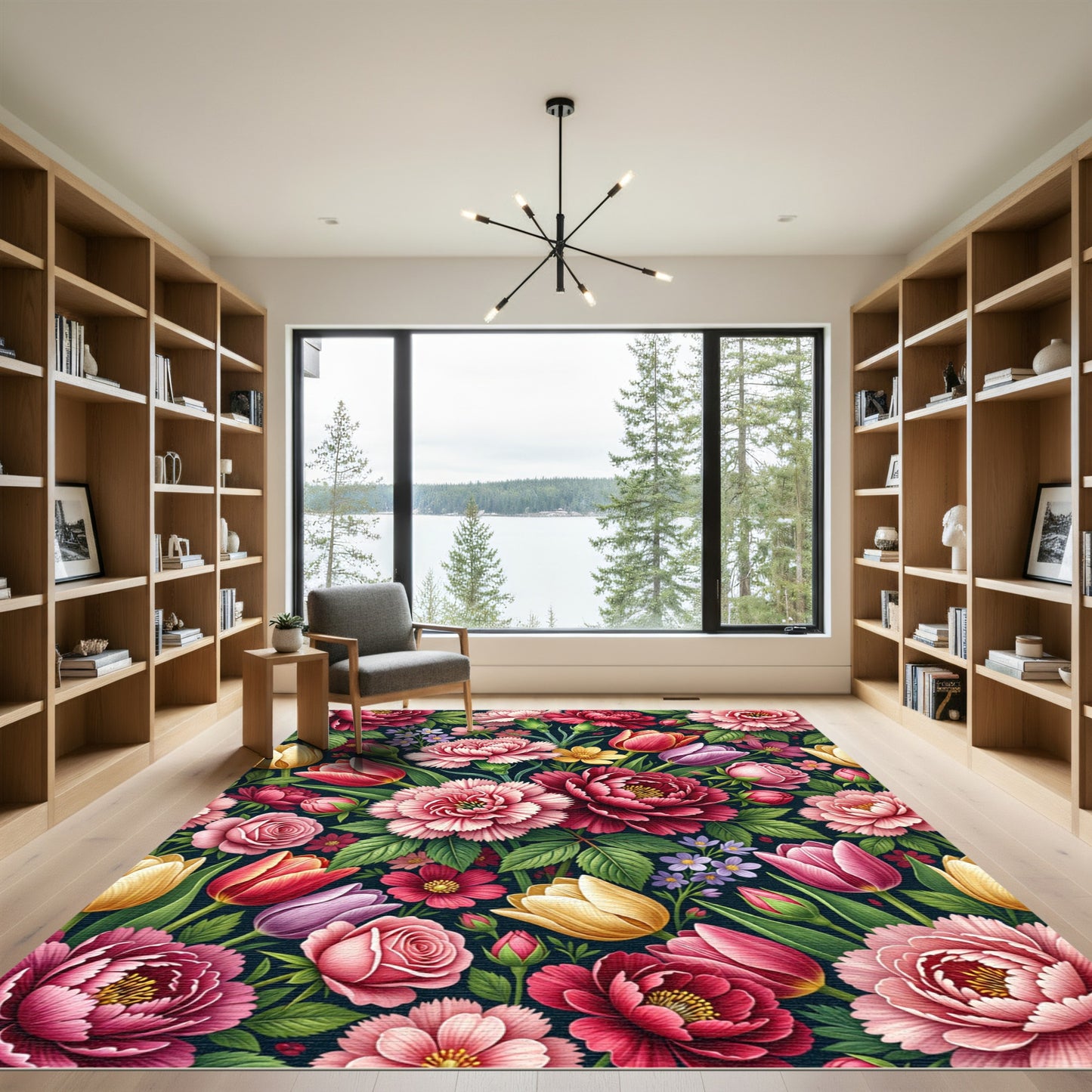 Lush Pink Floral Garden Impression Rug