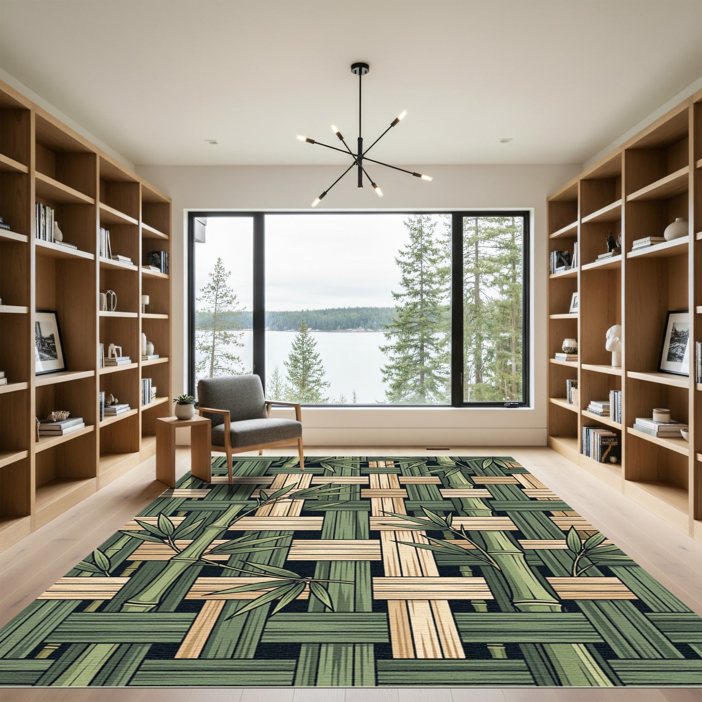 Woven Bamboo Leaf Zen Forest Rug