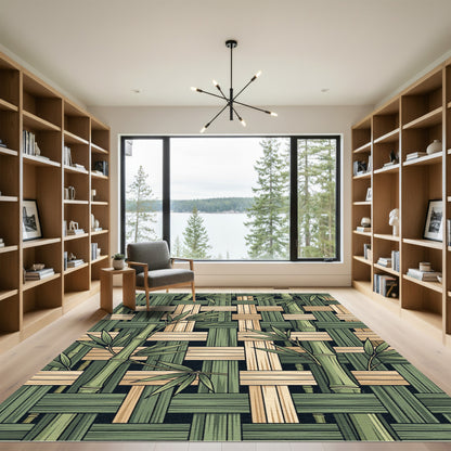 Woven Bamboo Leaf Zen Forest Rug