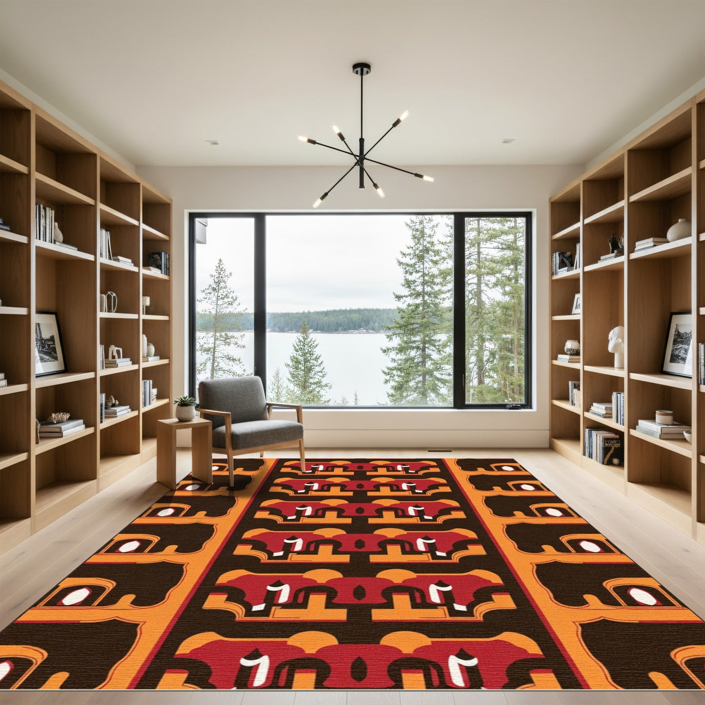 Bold Red Orange Arch Gate Rug