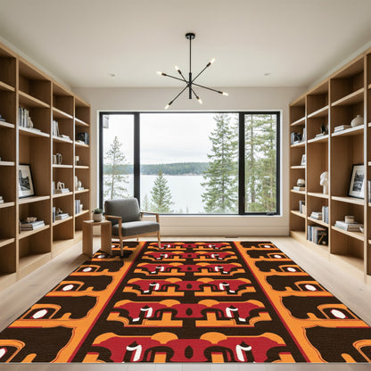 Bold Red Orange Arch Gate Rug