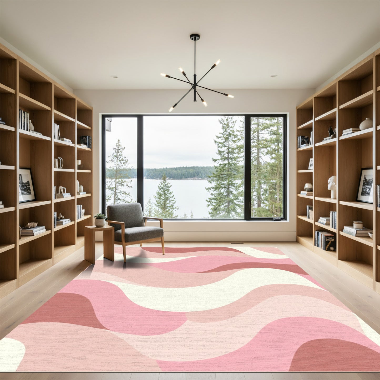 Soft Pink Gradient Wave Rug