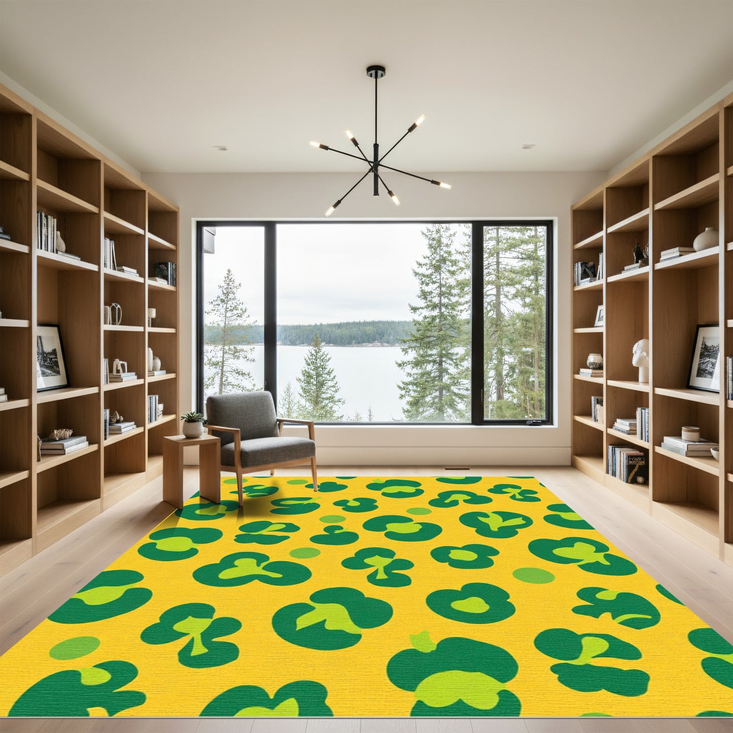 Bold Green Leopard Spots Rug