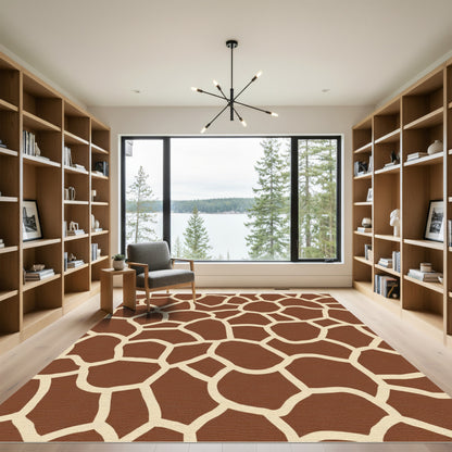 Earthy Brown Giraffe Spots Overlay Rug