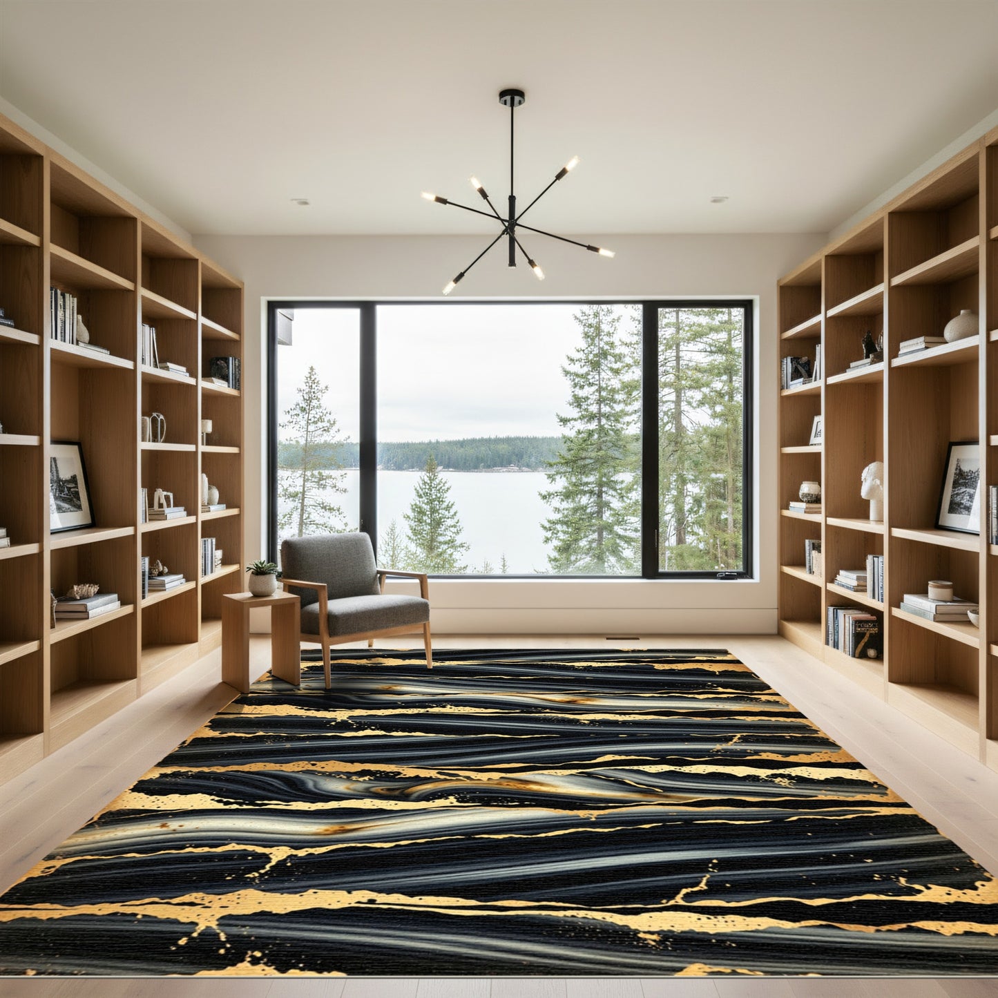 Black Gold Agate Stripe Rug