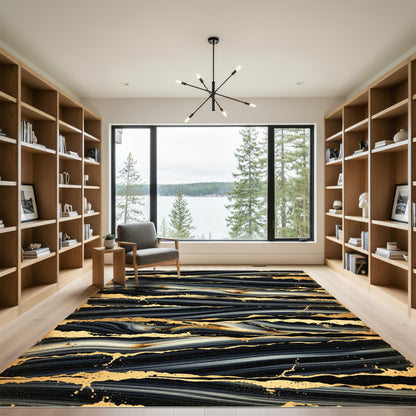 Black Gold Agate Stripe Rug