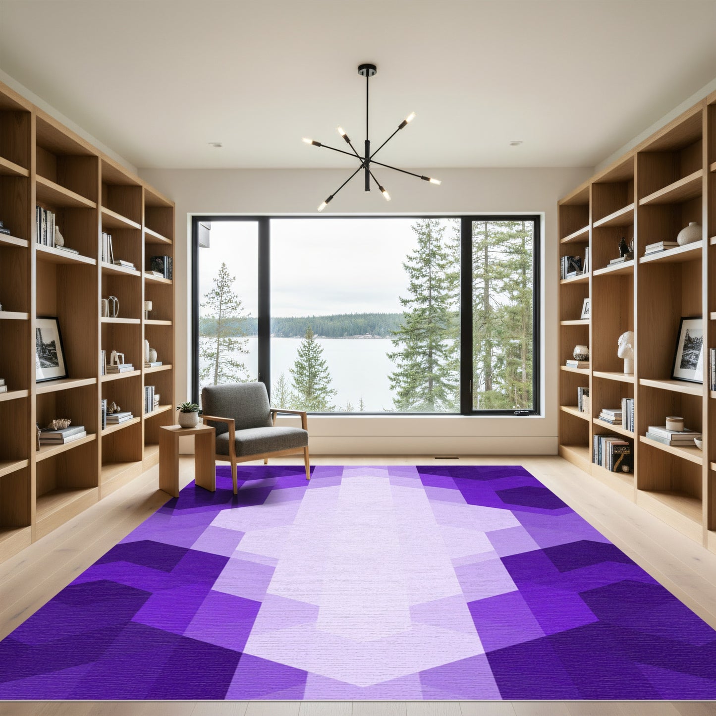Modern Violet Geometric Blocks Rug