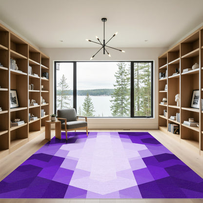 Modern Violet Geometric Blocks Rug
