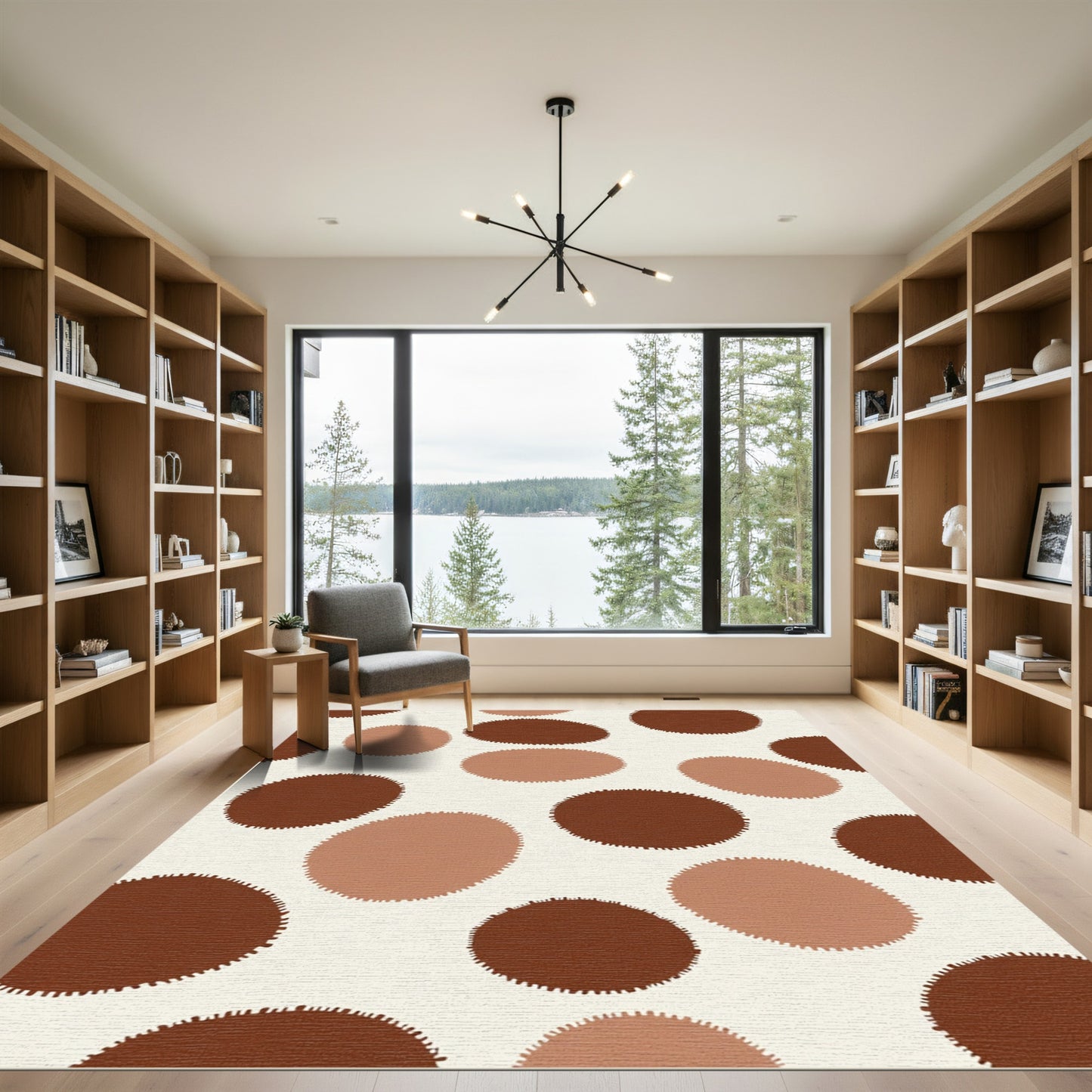 Retro Tan Speckled Circles Rug