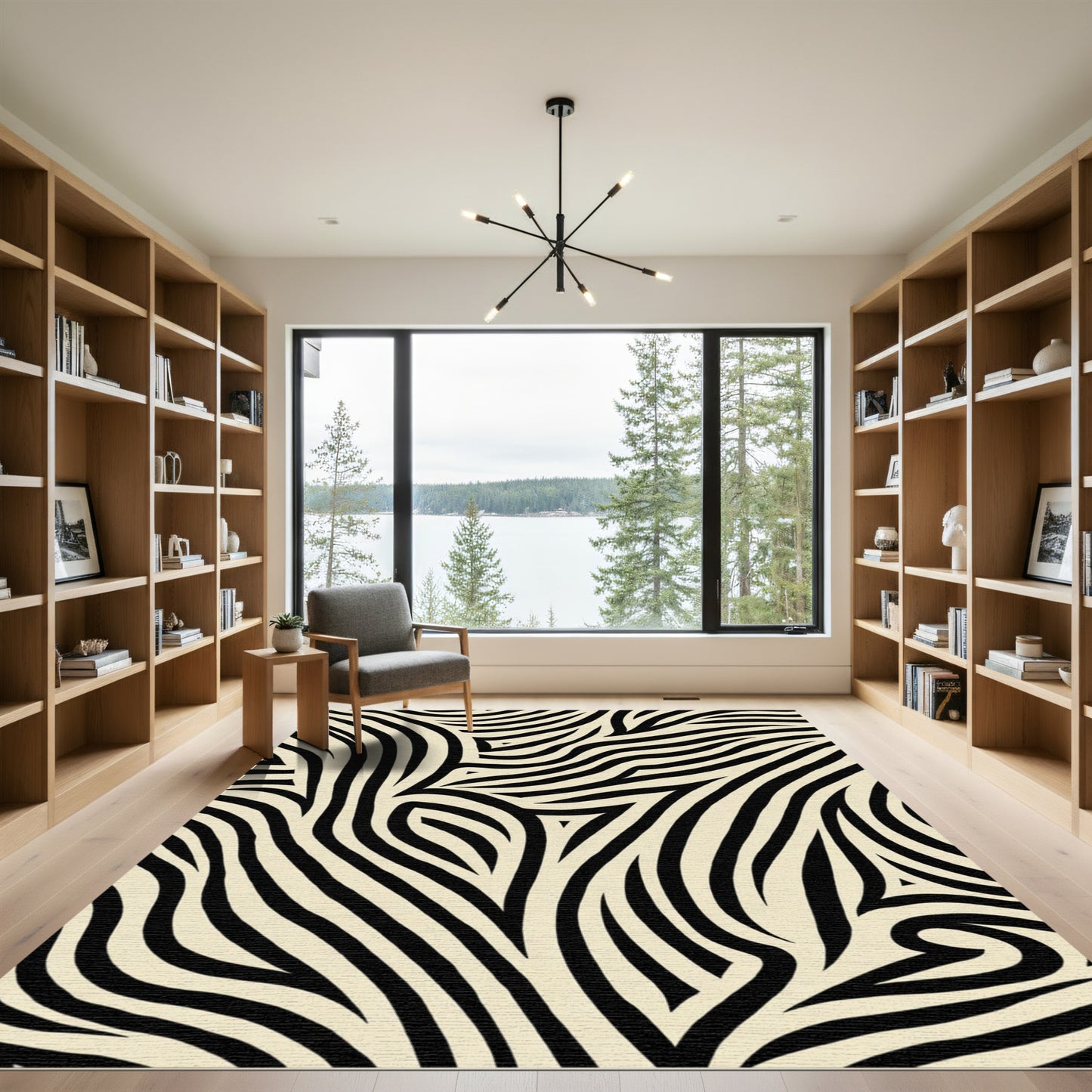 Bold Black and Cream Zebra Stripes Rug