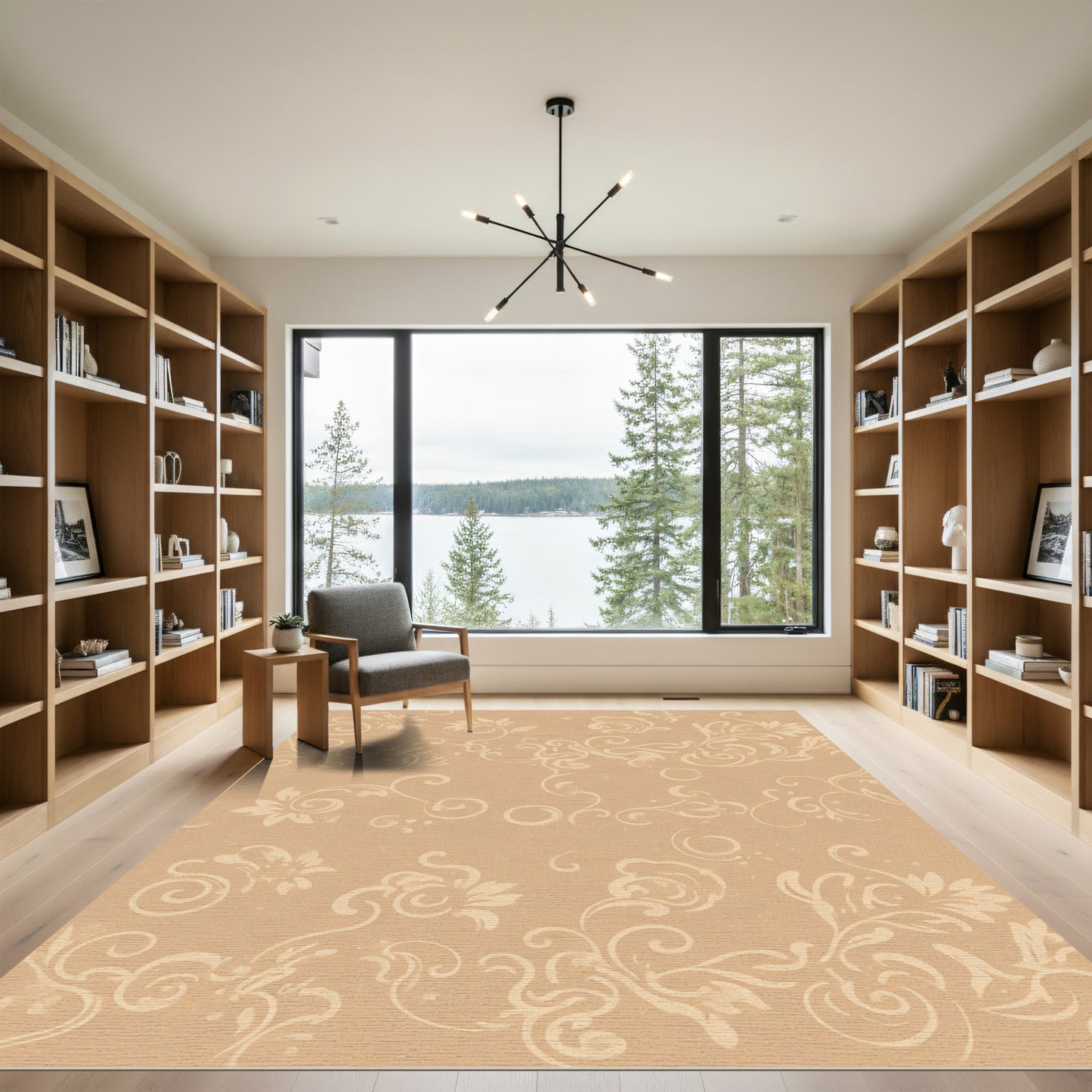 Tuscan Tan Floral Swirl Accents Rug