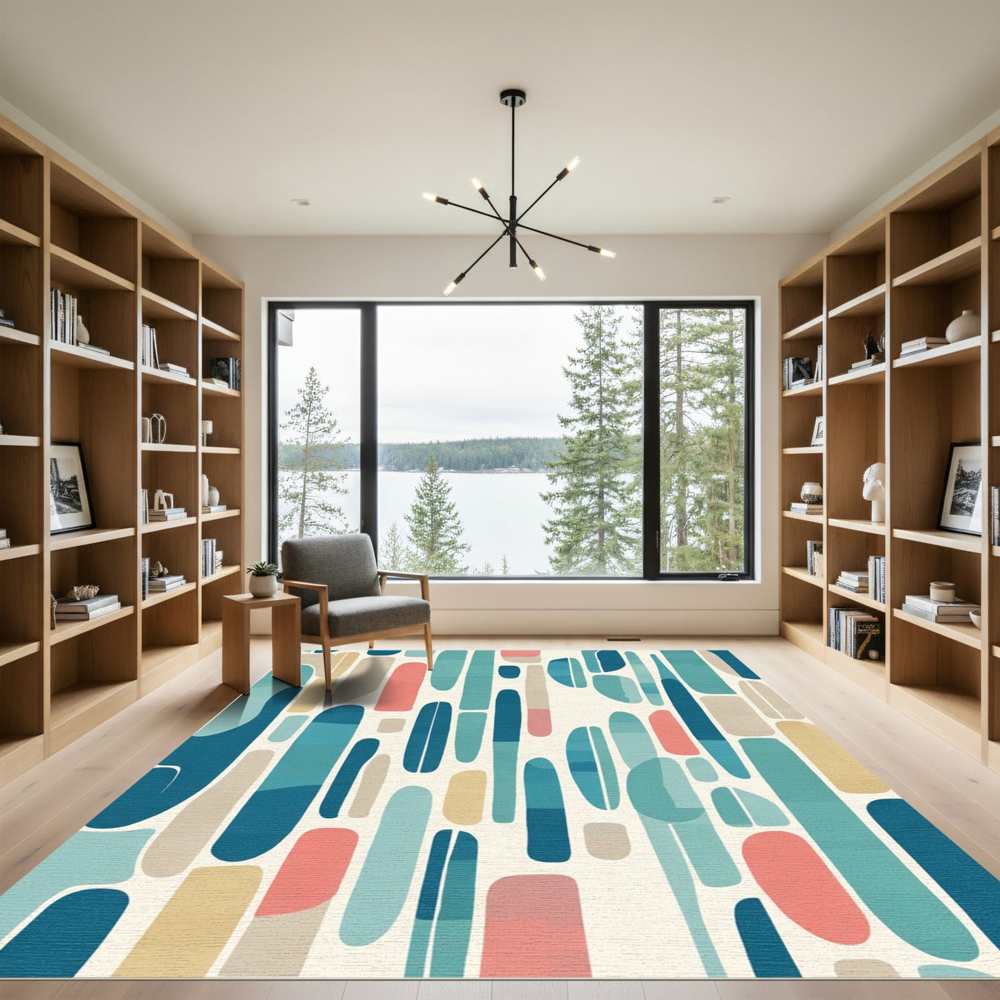 Mid Century Abstract Shapes Rug