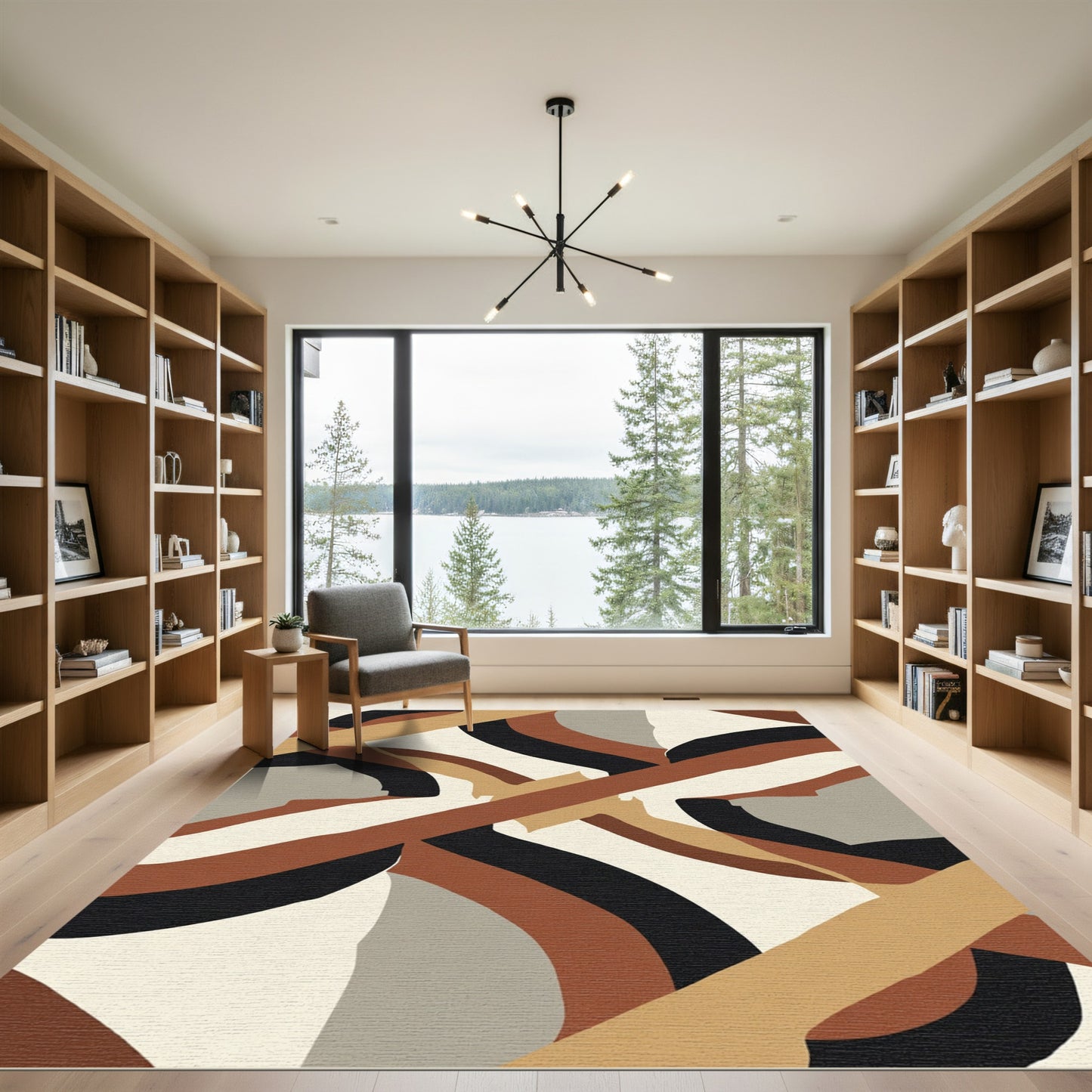 Earthy Tones Intersecting Smooth Waves Rug