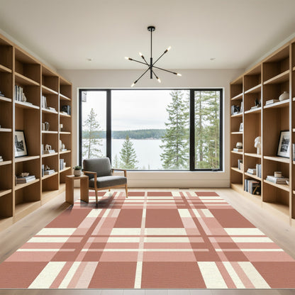 Terracotta Checkered Lines Rug