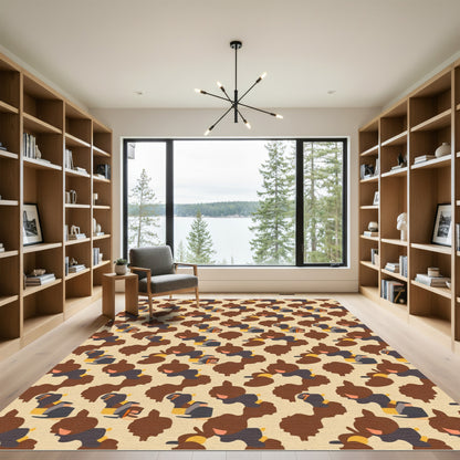 Muted Tan Brown Abstract Animal Forms Rug
