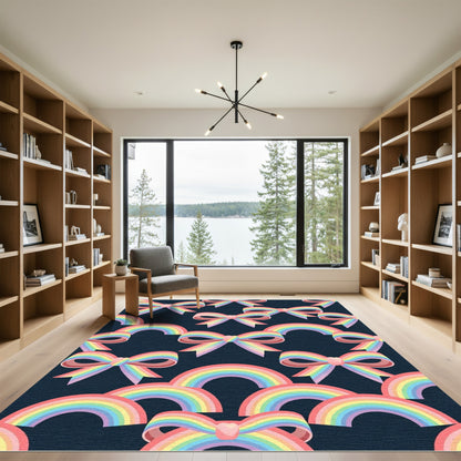 Pastel Rainbow Bow Adornment Print Rug
