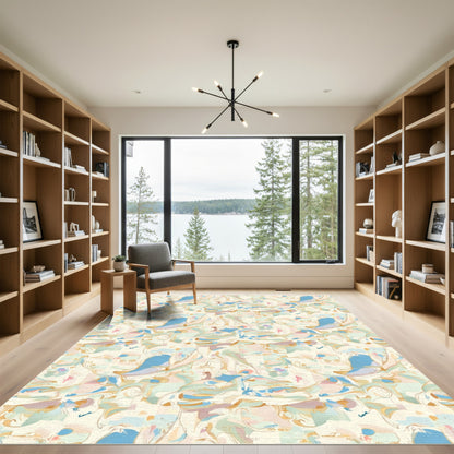 Pastel Eclectic Abstract Swirls Rug