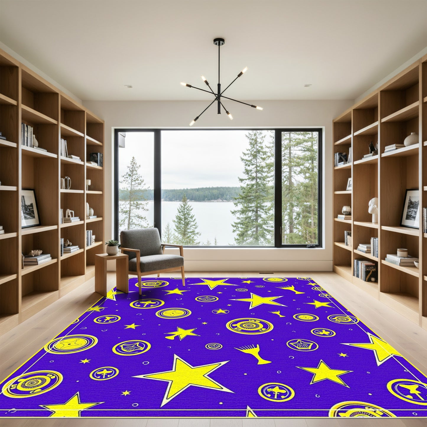 Yellow Star Cosmic Celestial Pattern Rug