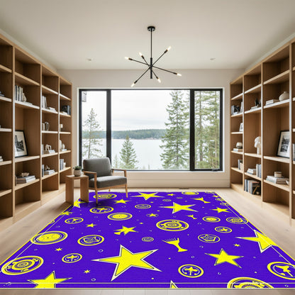 Yellow Star Cosmic Celestial Pattern Rug