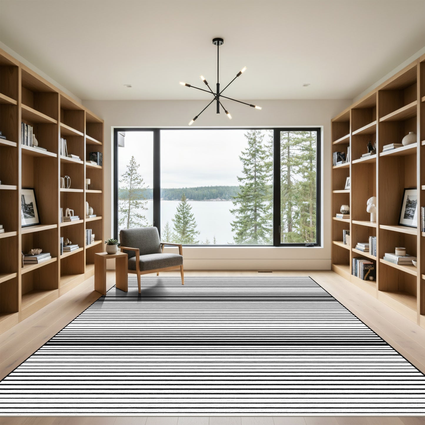 Minimalist Black White Stripe Rug