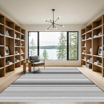 Minimalist Black White Stripe Rug