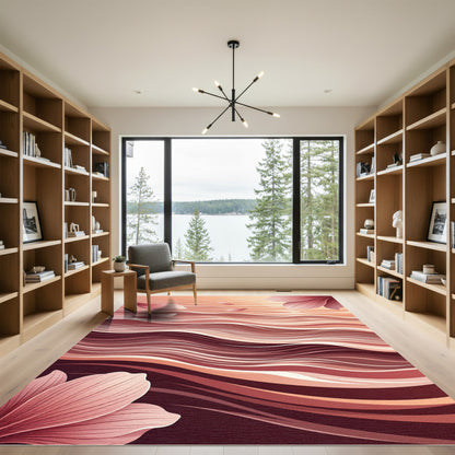 Coral Ombre Floral Wave Rug