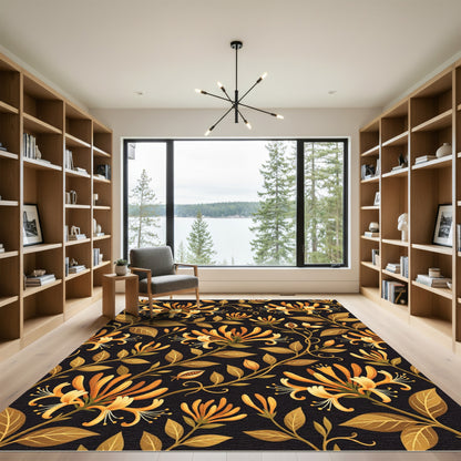 Golden Honeysuckle Floral Vines Rug