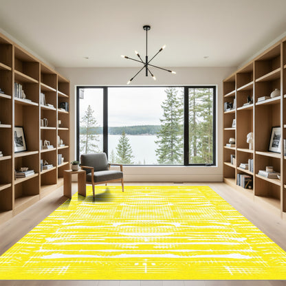 Vibrant Yellow Horizontal Texture Rug