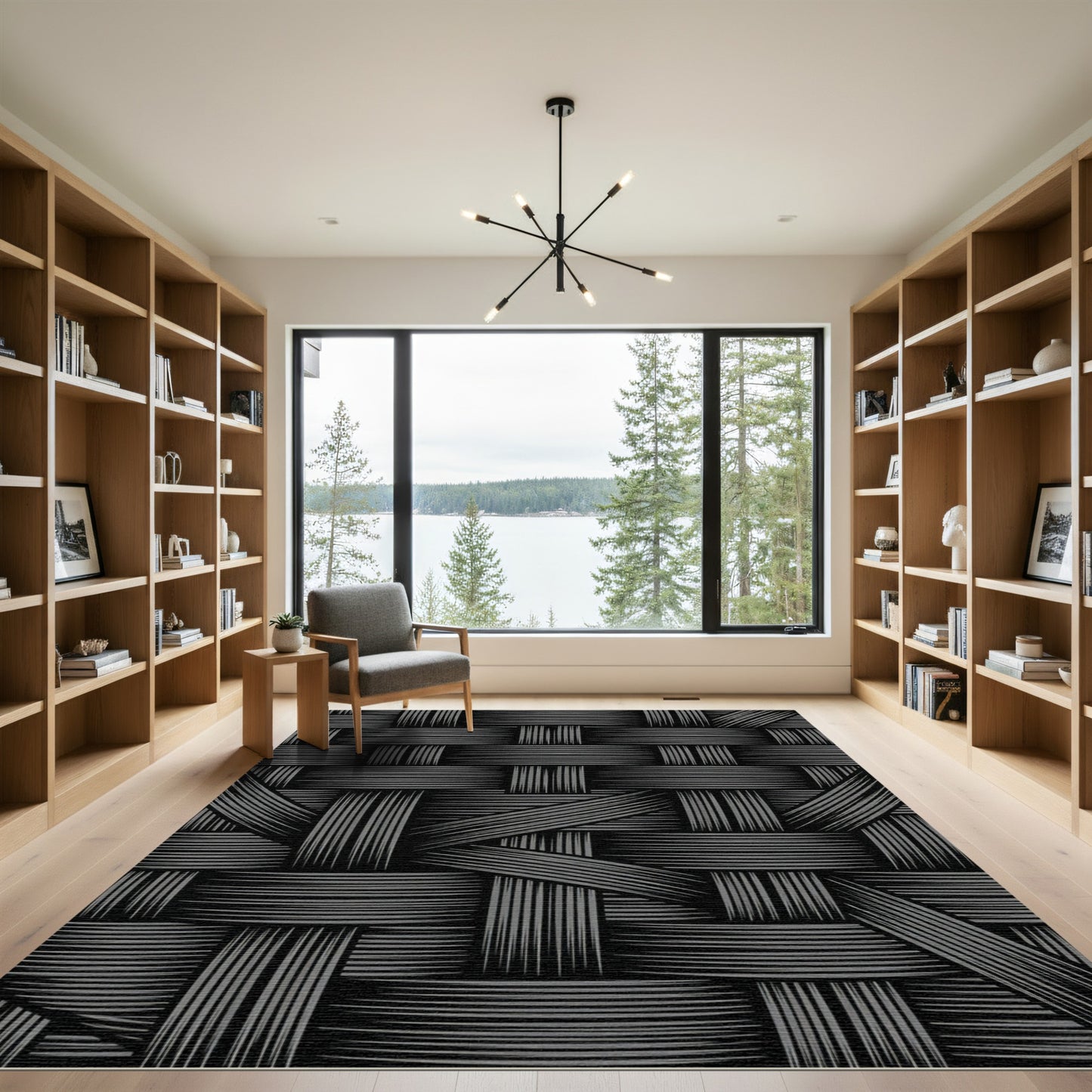 Charcoal Gray Woven Texture Rug