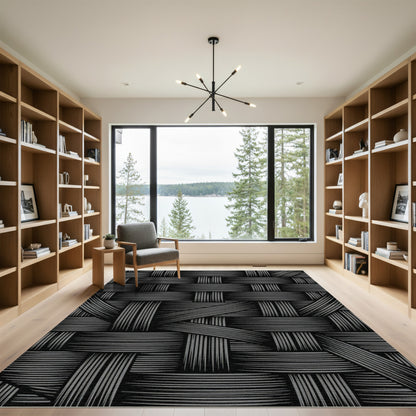 Charcoal Gray Woven Texture Rug