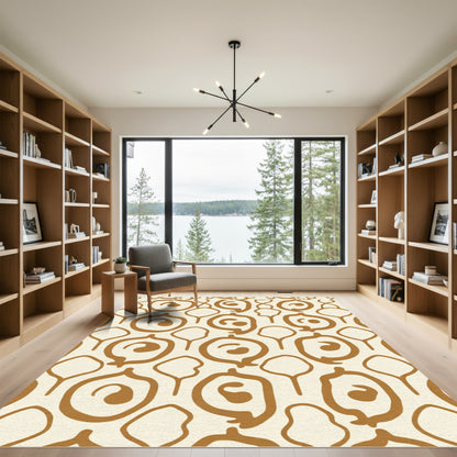 Brown Organic Abstract Swirl Pattern Rug